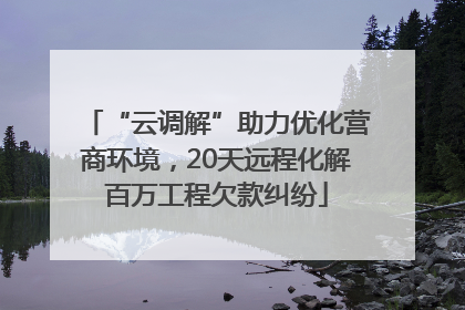 “云调解”助力优化营商环境，20天远程化解百万工程欠款纠纷