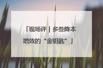 现场评｜多些降本增效的“金钥匙”