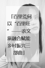 百里荒何以“百里旺”——农文旅融合赋能乡村振兴三部曲