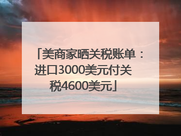 美商家晒关税账单：进口3000美元付关税4600美元