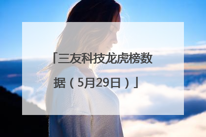 三友科技龙虎榜数据（5月29日）