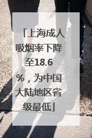 上海成人吸烟率下降至18.6%，为中国大陆地区省级最低
