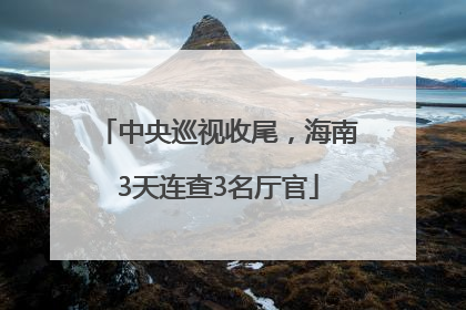 中央巡视收尾，海南3天连查3名厅官