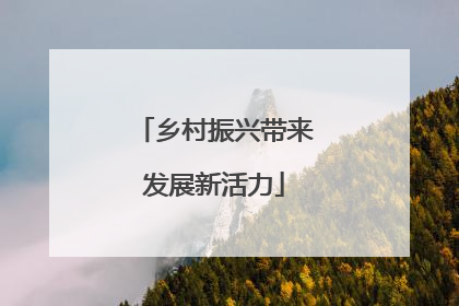 乡村振兴带来发展新活力