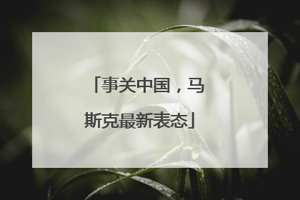 事关中国，马斯克最新表态