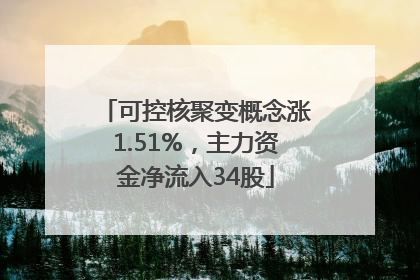 可控核聚变概念涨1.51%，主力资金净流入34股