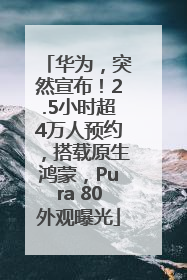 华为，突然宣布！2.5小时超4万人预约，搭载原生鸿蒙，Pura 80外观曝光
