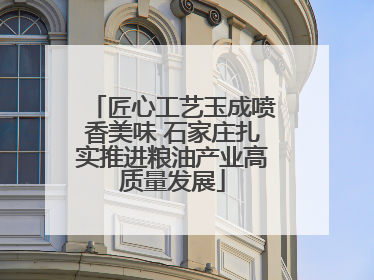 匠心工艺玉成喷香美味 石家庄扎实推进粮油产业高质量发展