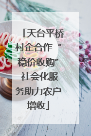 天台平桥村企合作“稳价收购” 社会化服务助力农户增收