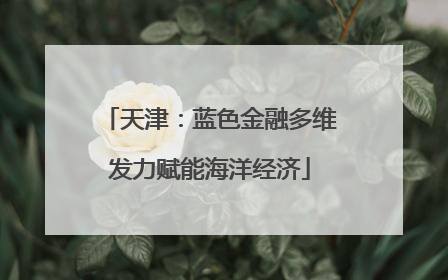 天津：蓝色金融多维发力赋能海洋经济