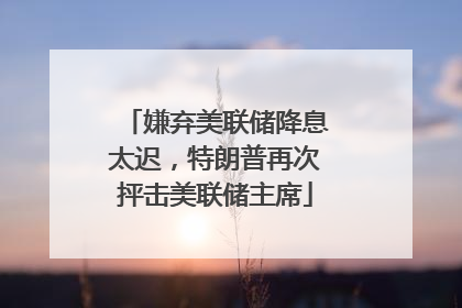 嫌弃美联储降息太迟，特朗普再次抨击美联储主席
