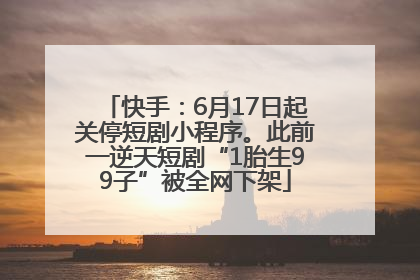 快手：6月17日起关停短剧小程序。此前一逆天短剧“1胎生99子”被全网下架