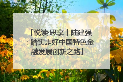 悦读·思享丨陆建强：踏实走好中国特色金融发展创新之路
