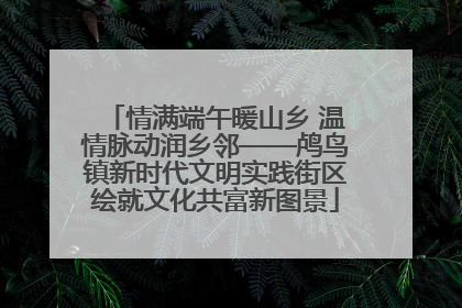 情满端午暖山乡 温情脉动润乡邻——鸬鸟镇新时代文明实践街区绘就文化共富新图景