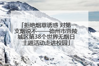 拒绝烟草诱惑 对第一支烟说不——德州市暨陵城区第38个世界无烟日主题活动走进校园