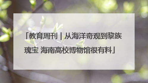 教育周刊｜从海洋奇观到黎族瑰宝 海南高校博物馆很有料