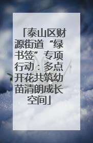 泰山区财源街道“绿书签”专项行动：多点开花共筑幼苗清朗成长空间