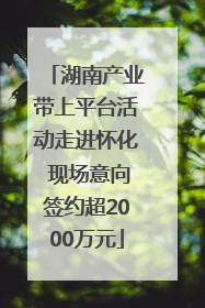 湖南产业带上平台活动走进怀化 现场意向签约超2000万元