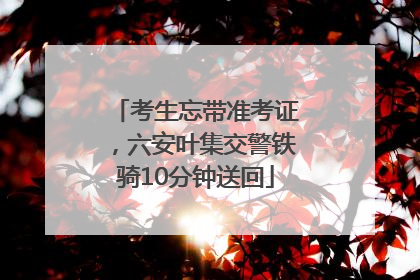 考生忘带准考证，六安叶集交警铁骑10分钟送回