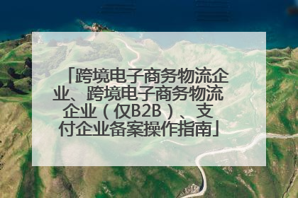 跨境电子商务物流企业、跨境电子商务物流企业（仅B2B）、支付企业备案操作指南