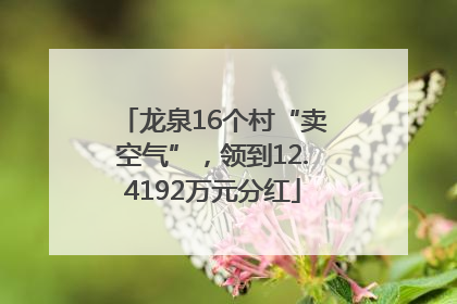 龙泉16个村“卖空气”，领到12.4192万元分红