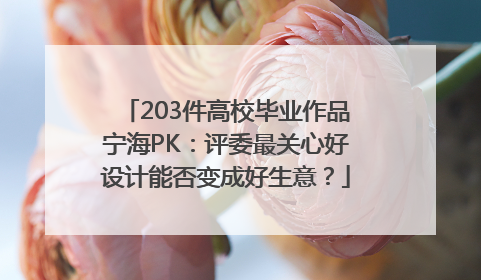 203件高校毕业作品宁海PK：评委最关心好设计能否变成好生意？