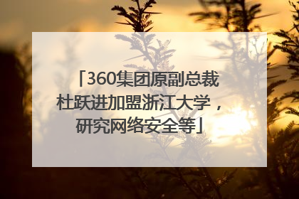 360集团原副总裁杜跃进加盟浙江大学，研究网络安全等